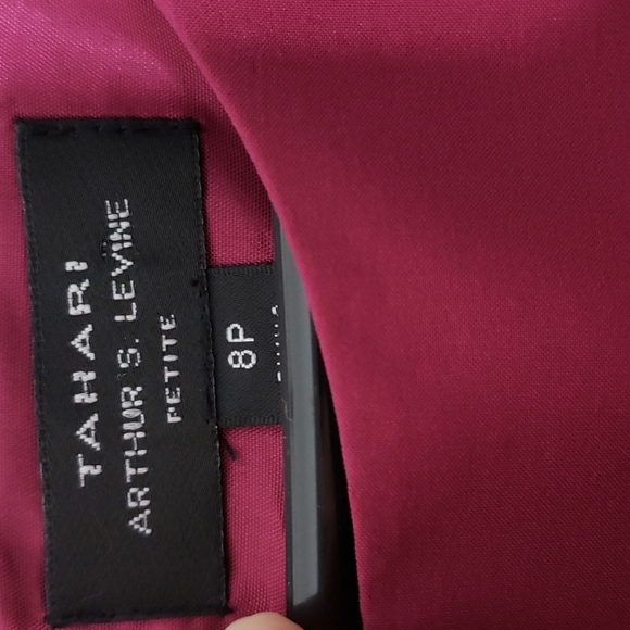 Tahari ASL Berry Red Taffeta Sheath Cocktail Dress Beaded Celeb Style Designer - Picture 3 of 12